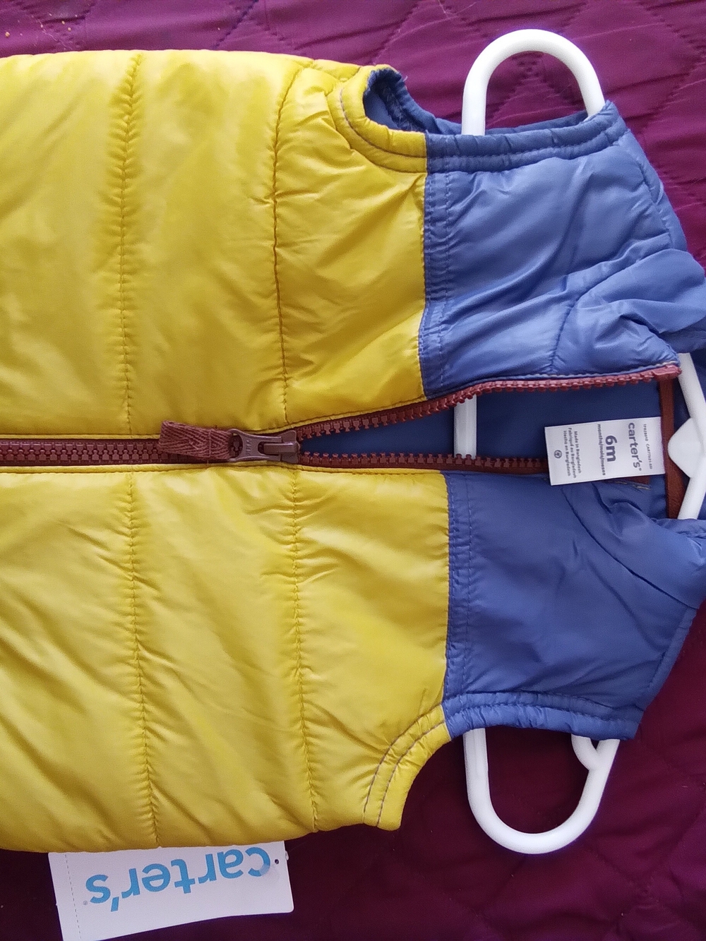 Carter's Yellow and Blue Quilted Puffer Vest